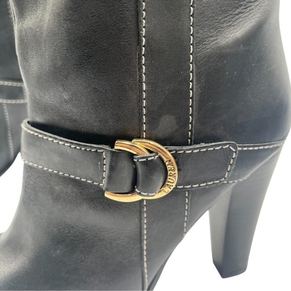 VINTAGE Equestrian Ralph Lauren Black Heeled Boots size 9 - Picture 5 of 11